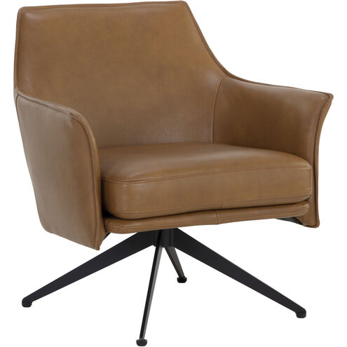 Crosby Missouri Cognac Leather Swivel Lounge Chair, Swivel